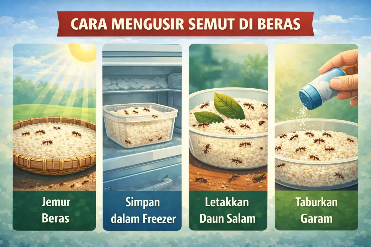 cara mengusir semut di beras