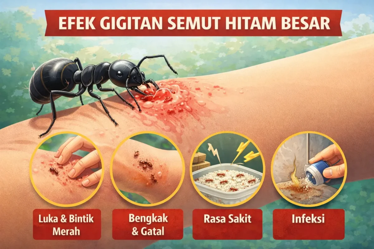 efek gigitan semut hitam besar